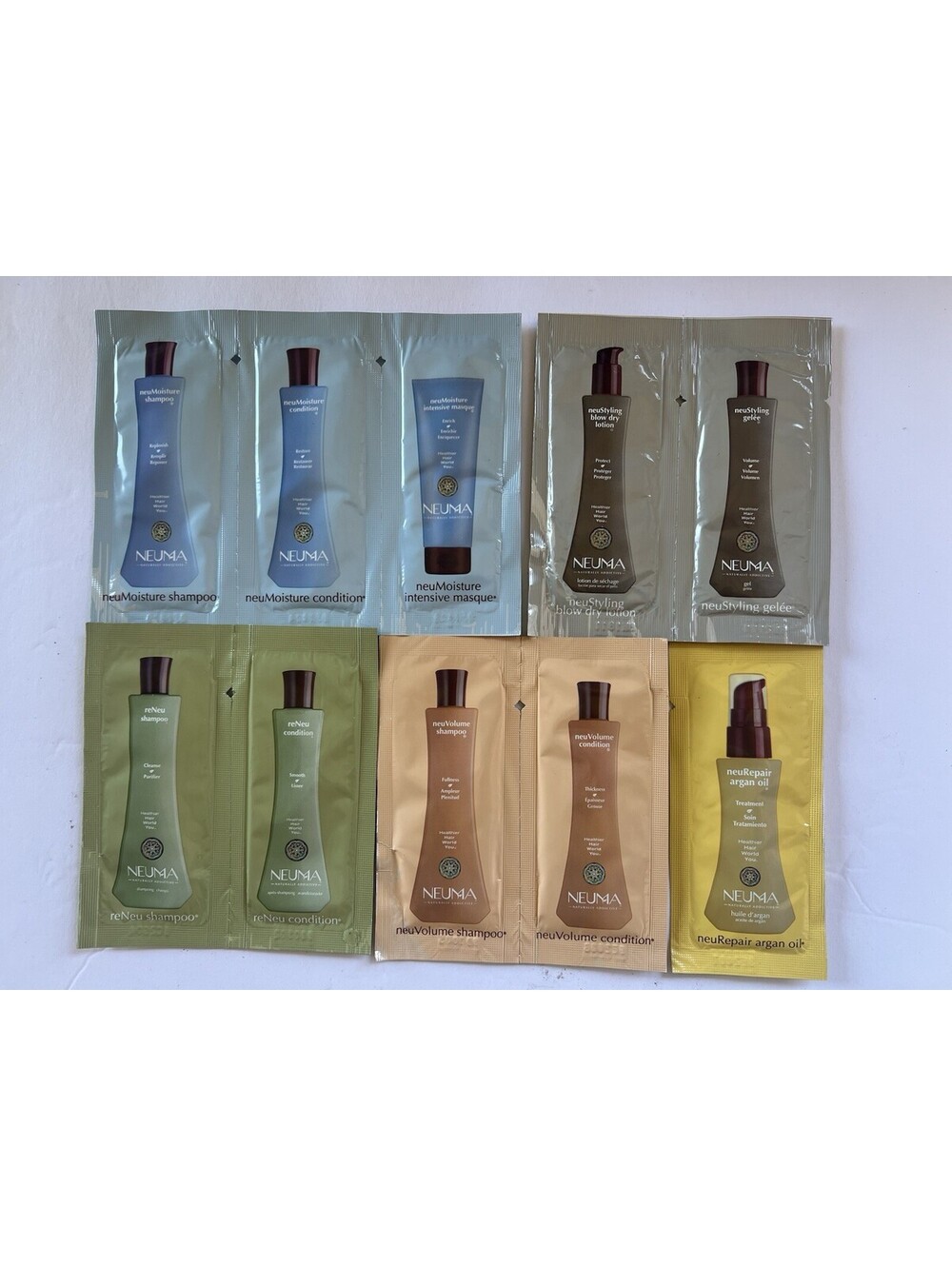 Neuma Hair Care Packets Sample Travel Volume shampoo Argan Hair color Lot